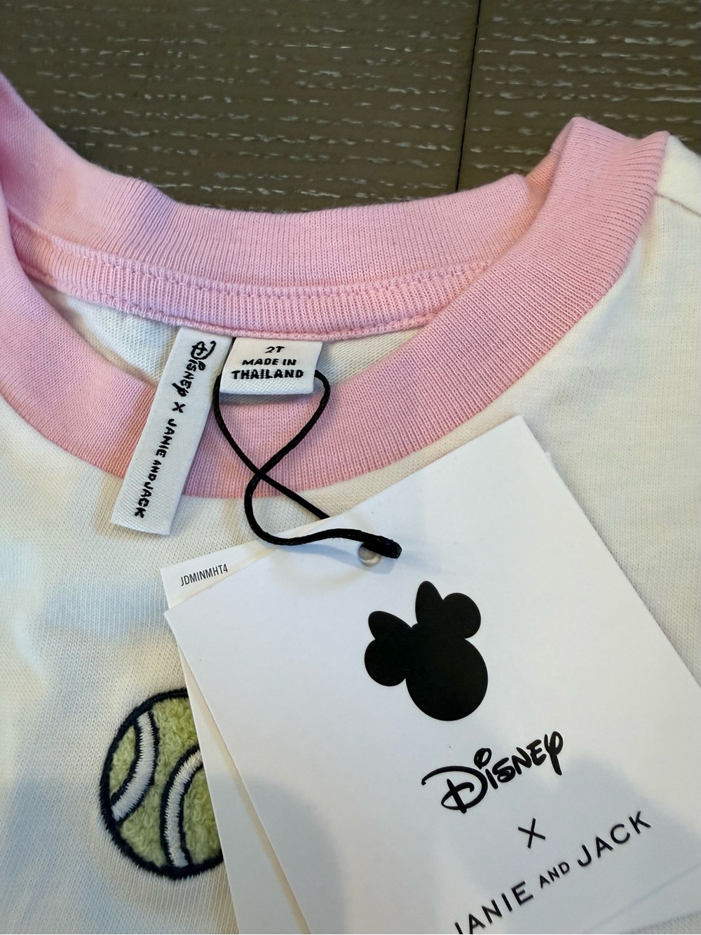 Janie and Jack Pink and White Minnie Tennis Pajama Set with Visor - Picture 4 of 5